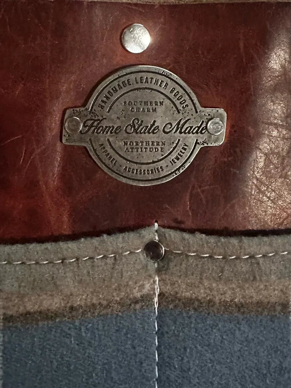 Home State Made handmade leather Southwest panel Tote Bag